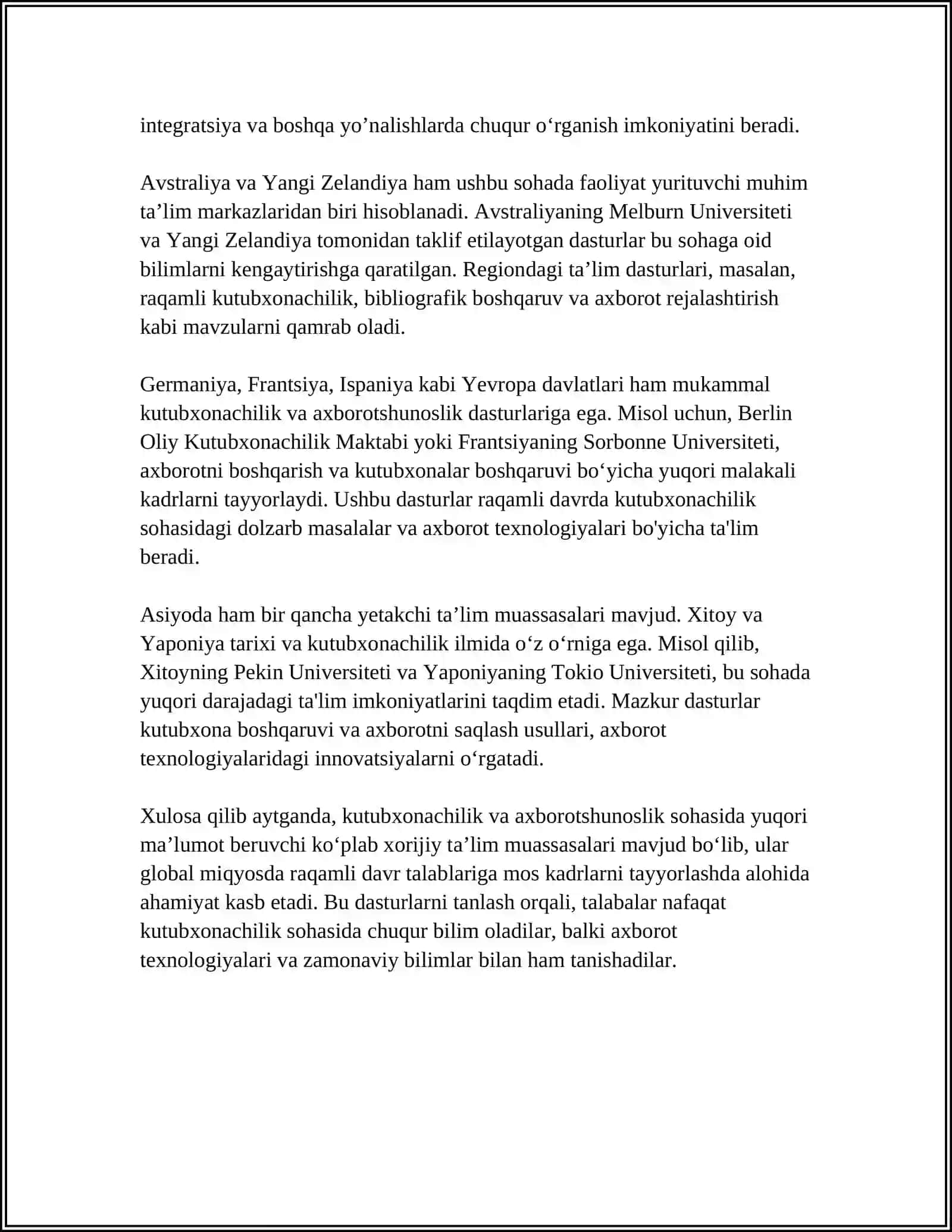 KUTUBXONACHI KADRLAR TAYYORLAYDIGAN XORIJIY TA’LIM MUASSASALARI 4