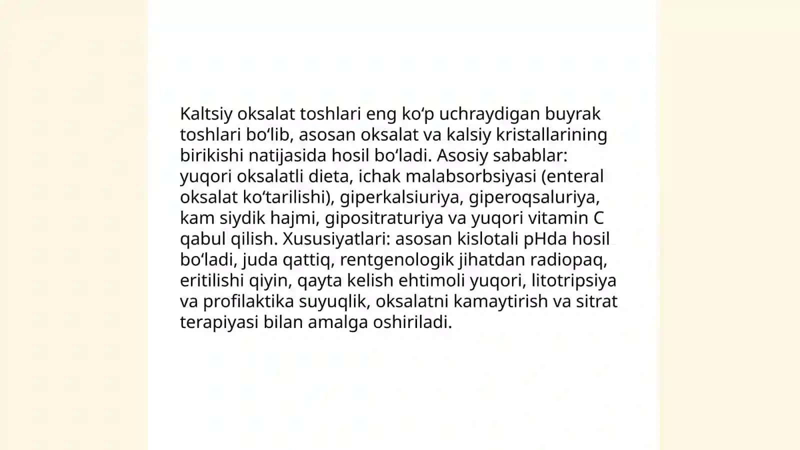 Buyrak tosh kasalliklari kelib chiqish sabablari va davolash Abdullayev Abror 4