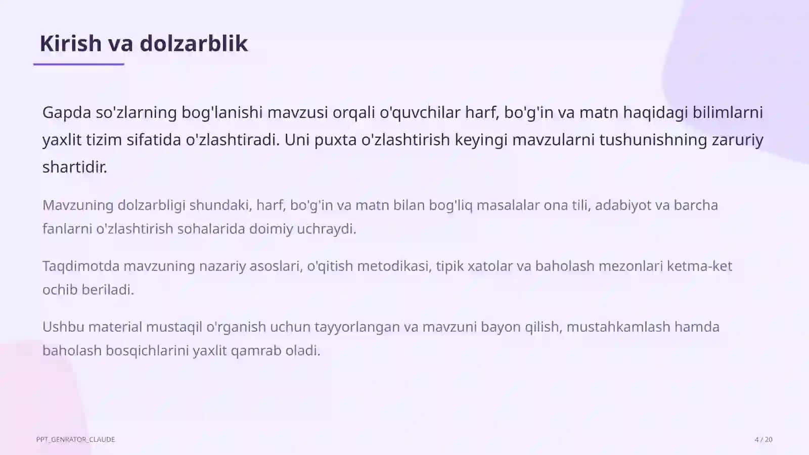 Gapda so'zlarning bog'lanishi (2-sinf) 4