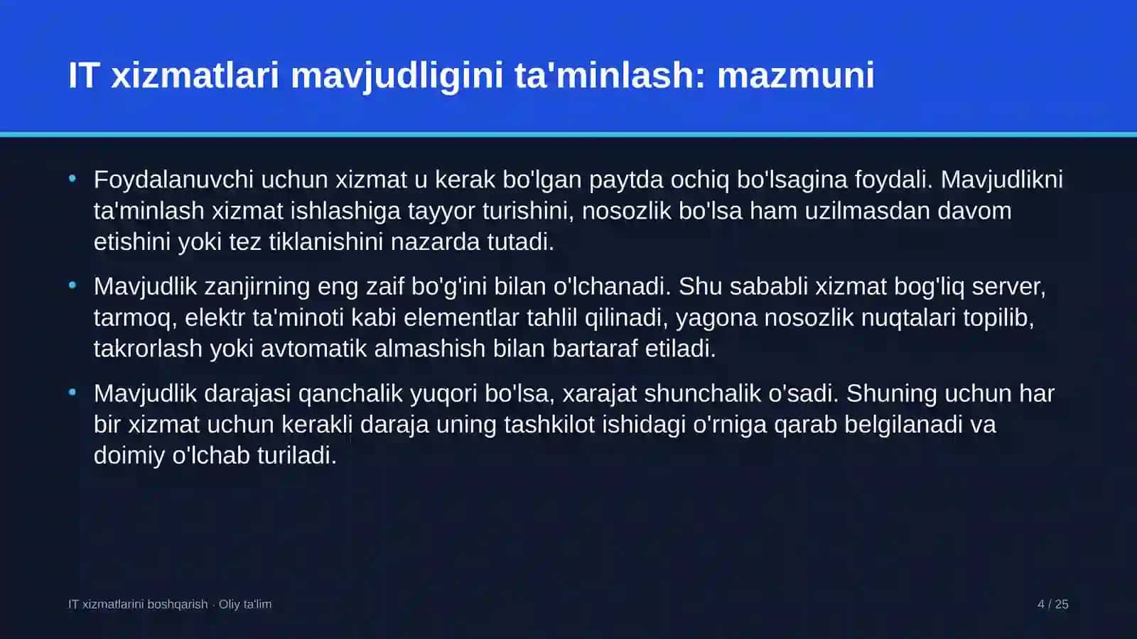 oqova suvlarni tozalash inshootlarida axborot texnologiyalari xizmatlari mavjudligini ta'minlash 7247 4