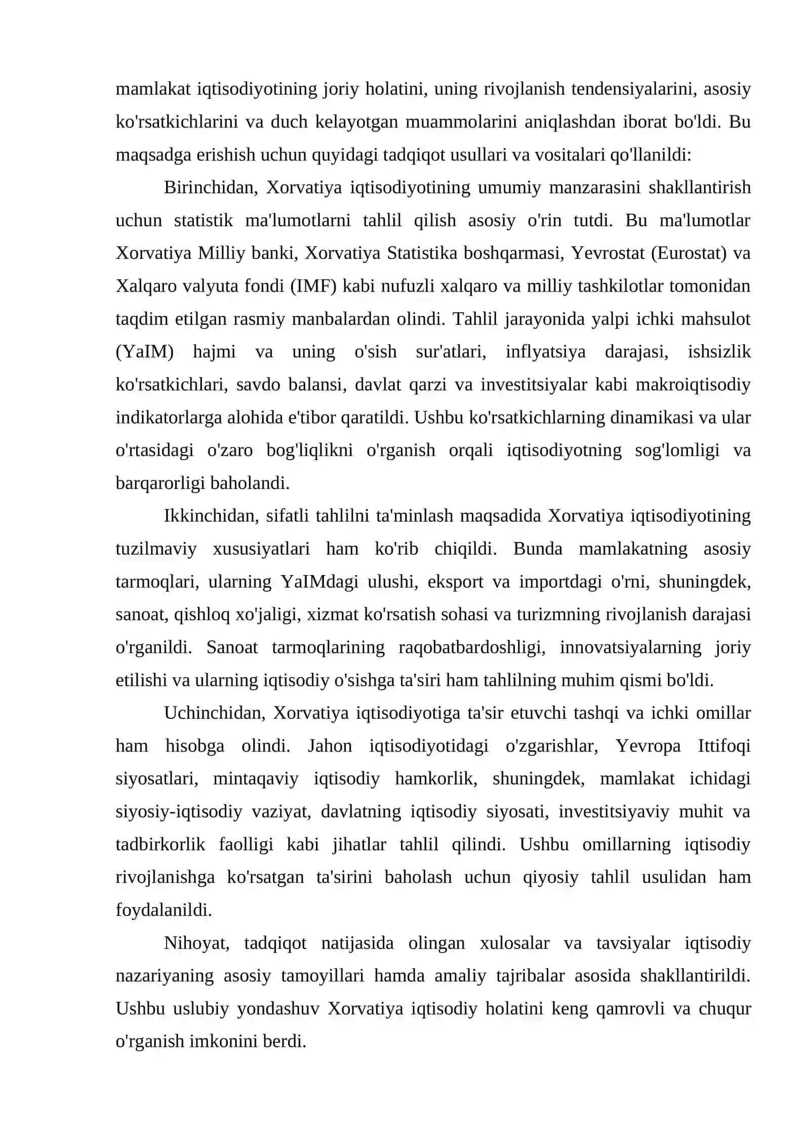 XORVATIYA DAVLATINING IQTISODIY HOLATINI TAHLIL QILISH 4