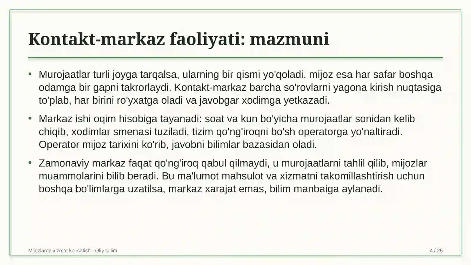 ta'mirlash pardozlash ishlarida kontakt markaz faoliyatini tashkil etish 2171 4