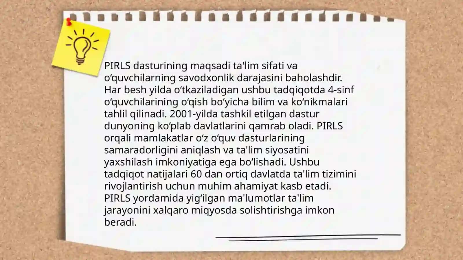 PIRLS xalqaro baholash dasturining tarixi haqida 4