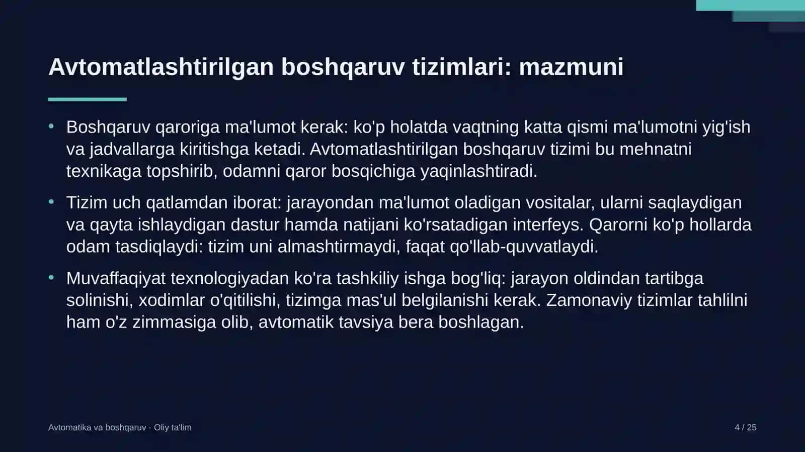 Maishiy texnika ta'mirlash ustaxonalarida avtomatlashtirilgan boshqaruv tizimlarini joriy etish 4