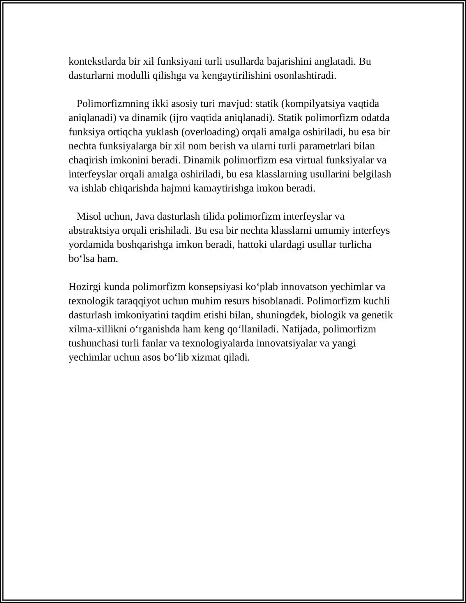 JAVA DASTURLASH TILIDA POLIMORFIZM 4
