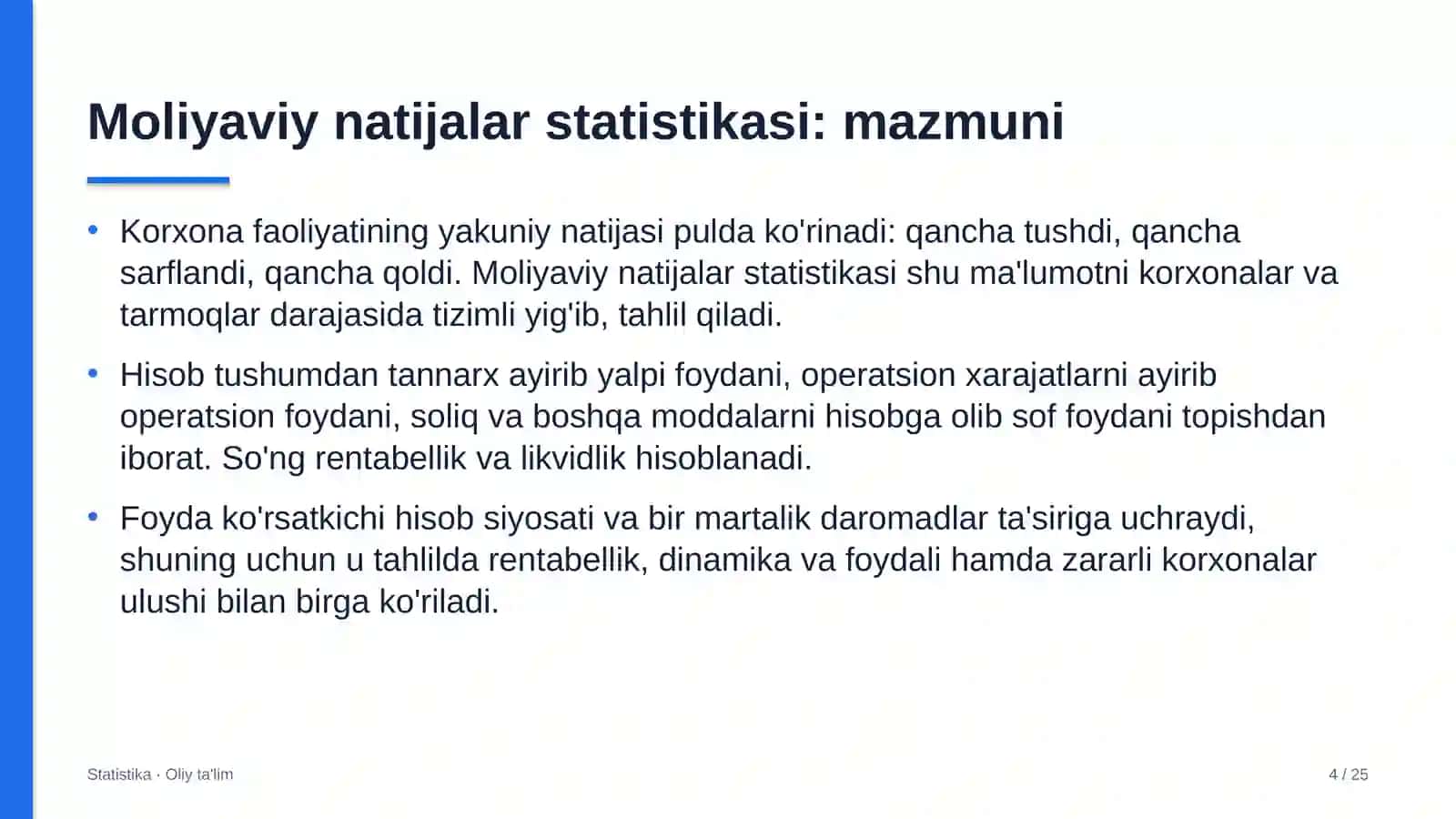 Moliyaviy natijalar statistikasi: mohiyati 4