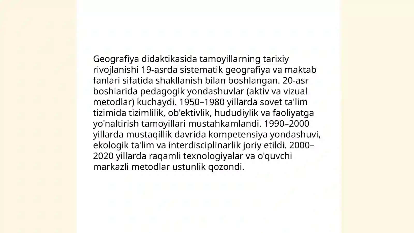 Geografiya o'qitishning didaktik tamoyillarini o'rganish va tahlil qilish 4