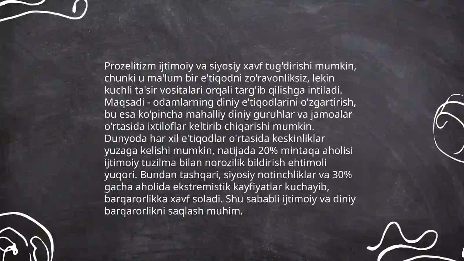 Prozelitizmning ijtimoiy siyosiy xavfi diniy fanatizim ekstremizim fundamentalizim terrorizmning tarixi va ularning hozirgi davrda xavfsizligi tahdidi 4