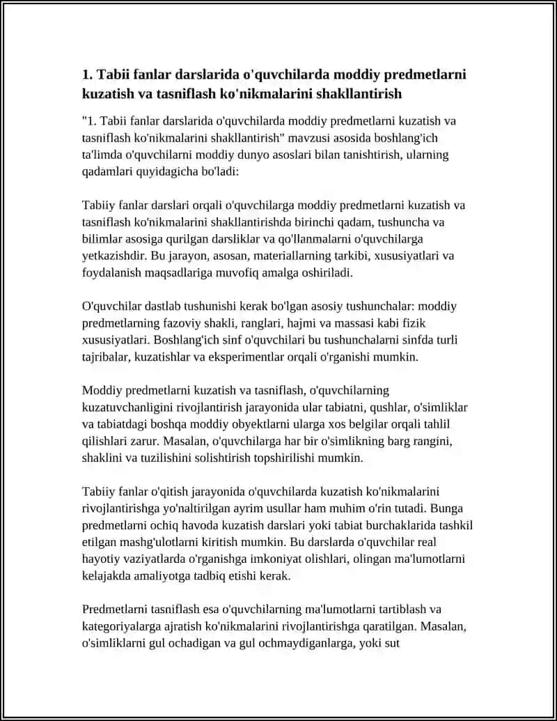 BOSHLANGICH TALIMDA TABIIY FANLARNI O'QITISH JARAYONIDA BOSHLANGICH SINF O'QUVCHILARINING MODDIY DUNYO QARASH ASOSLARINI SHAKLLANTIRISH 4