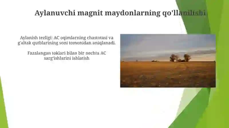 Aylanuvchi magnit maydon hosil qilish va uning aylanish tezligi 4