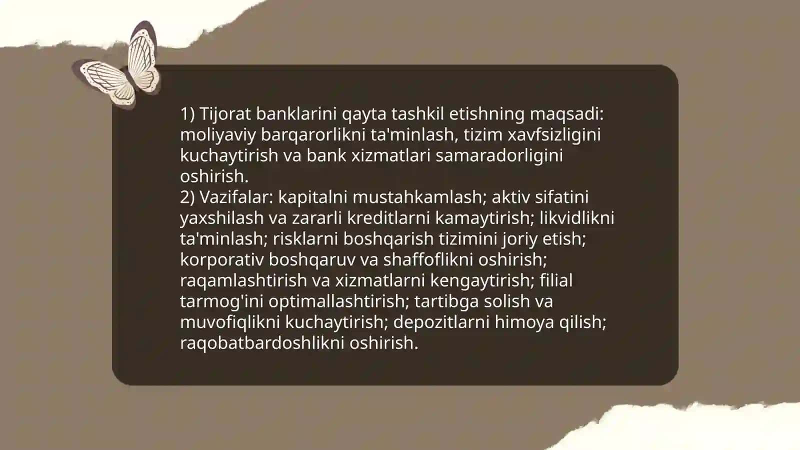 Tijorat banklarini qayta tashkil etish 4