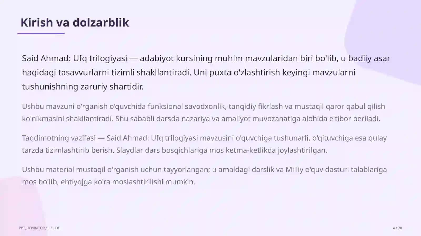 Said Ahmad: Ufq trilogiyasi (11-sinf) 4