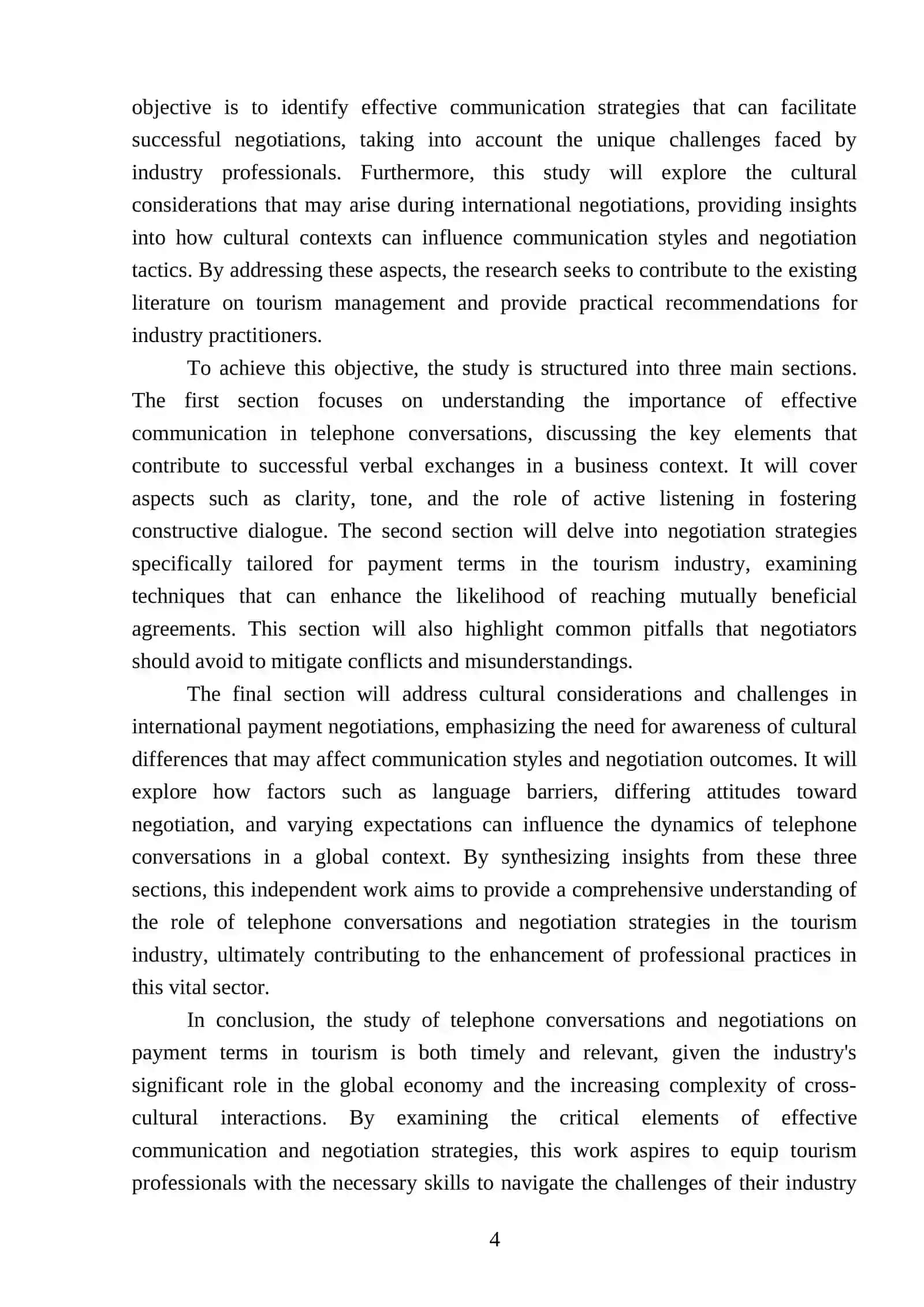Telephone conversations and negotiations on payment terms in tourism 4