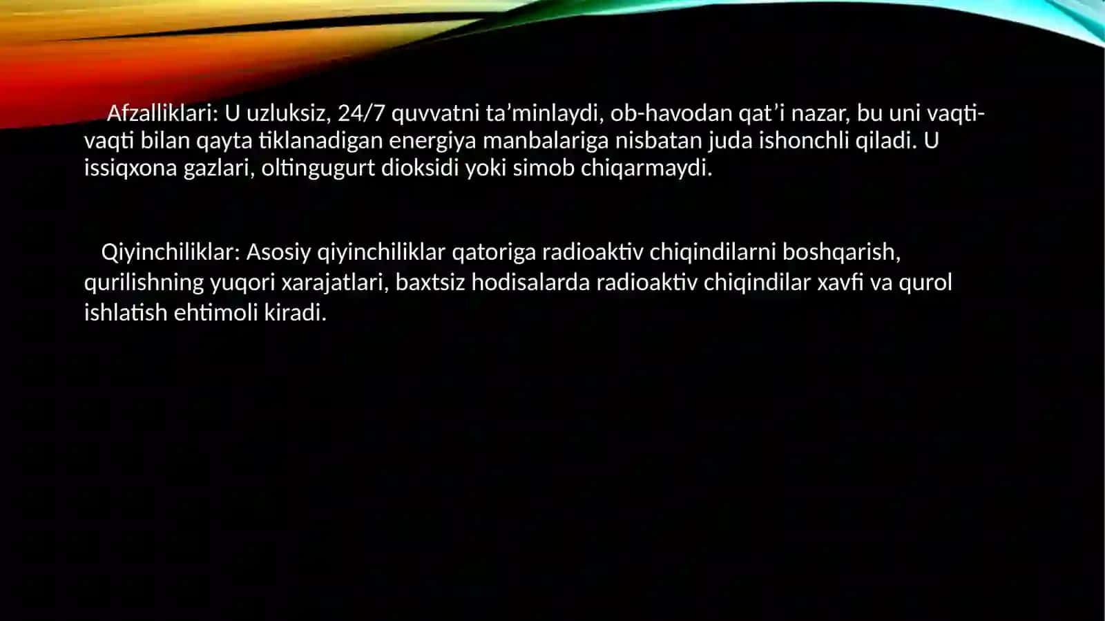 Yadro reaktorlari va ularning turlari. Tezlatkichlar va ularning qoʻllanilishi. 4