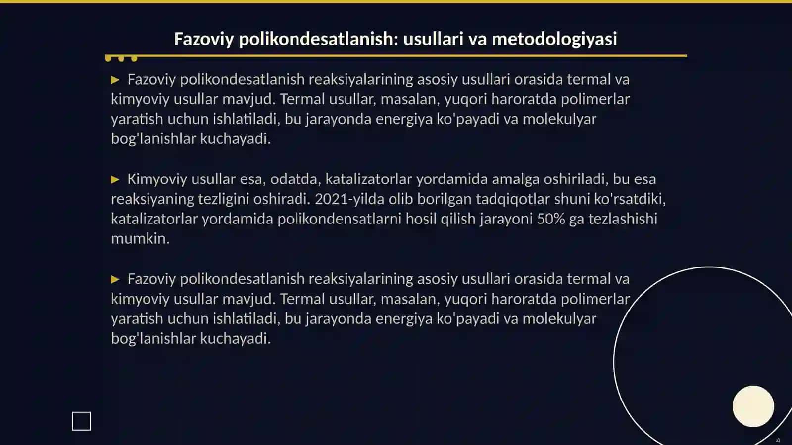 Fazoviy polikondesatlanish reaksiyalari: usullari mexanizmlari va ahamiyati 4