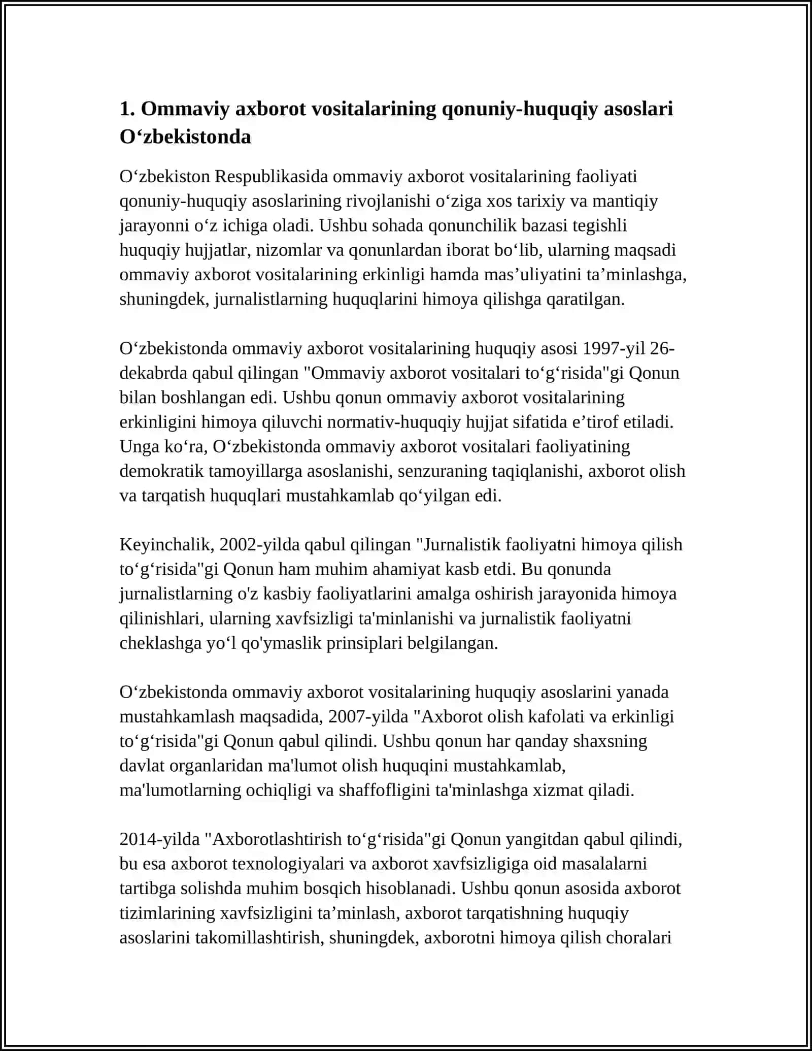 Ommaviy axborot vositalarining faoliyati 4