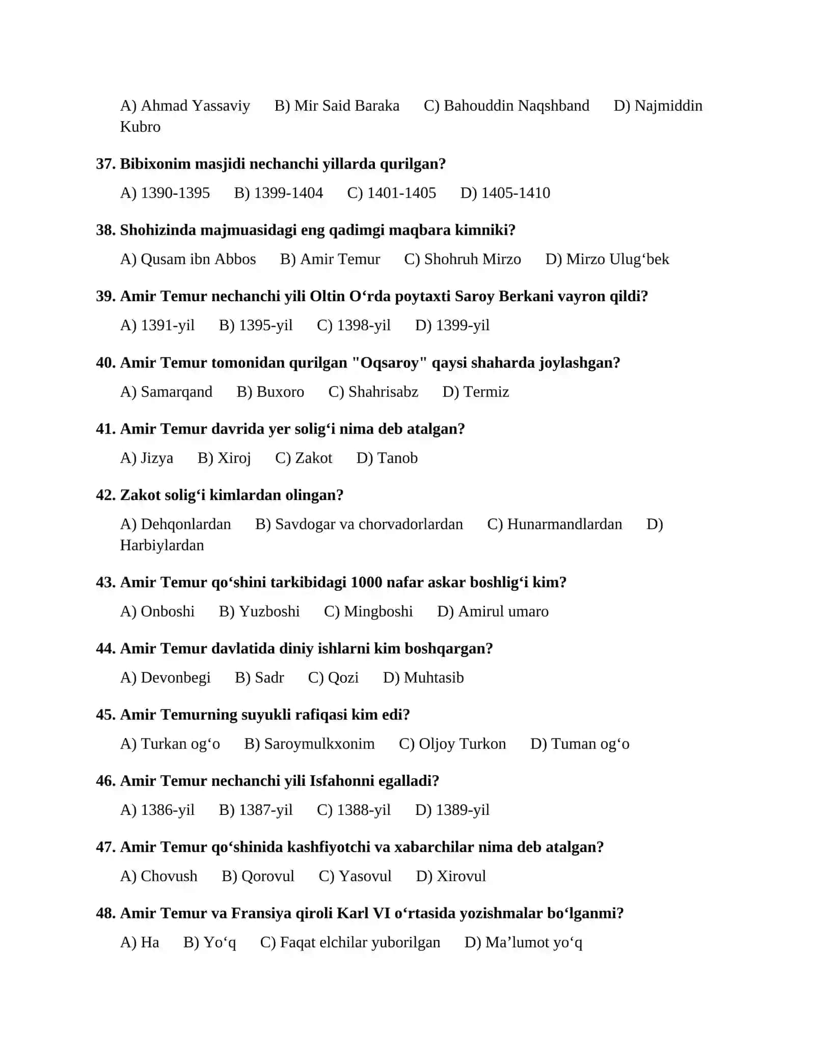 7-sinf O‘zbekiston tarixi fanidan test savollari 4