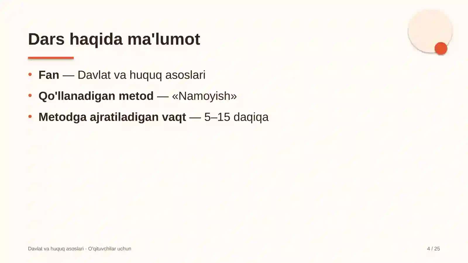 davlat va huquq asoslari darslarida namoyish metodidan foydalanish 2067 4
