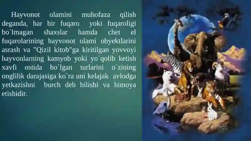 Hayvonotolam muhofaza qilish 4