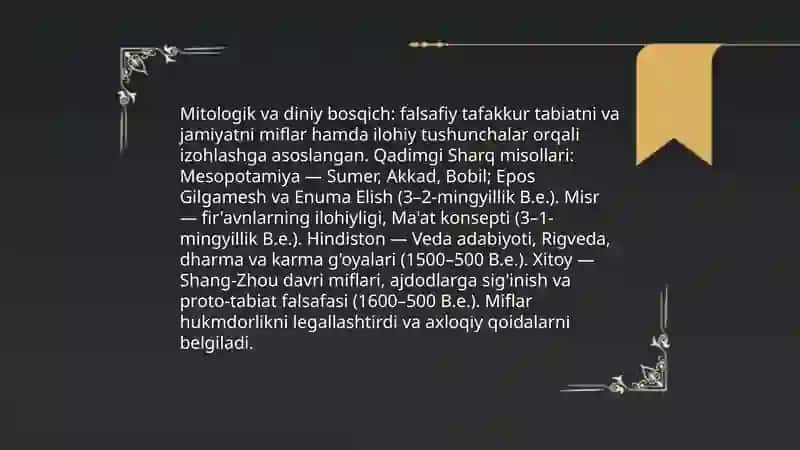Falsafiy tafakkurning rivojlanish bosqichlari.Sharq falsafasi 4