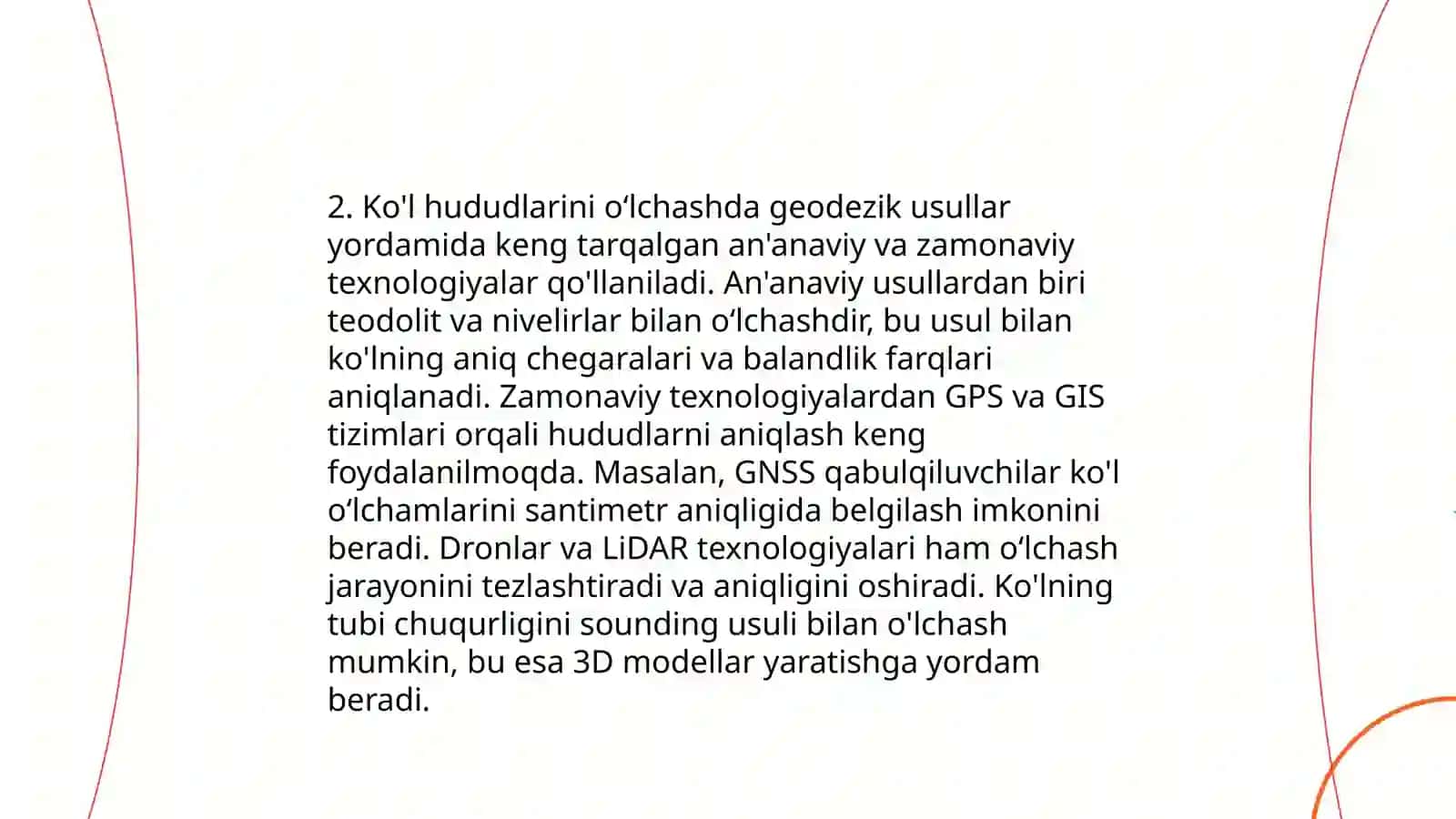 Suv xavzalari, ko‘l, dengizlarni planga olishda bajariladigan topografik geodezik ishlarni tashkil yetish xususiyatlari va texnologik tarkibi 4