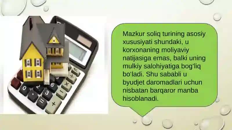 Yuridik shaxalarning mol-mulkiga solinadigan soliqning davlat byudjeti daromadlarini shakilantirishdagi ahamiyati 4