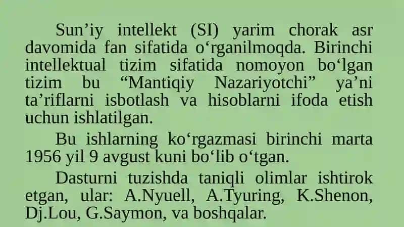 MA’RUZA: INTELEKTUAL MASALALAR 4