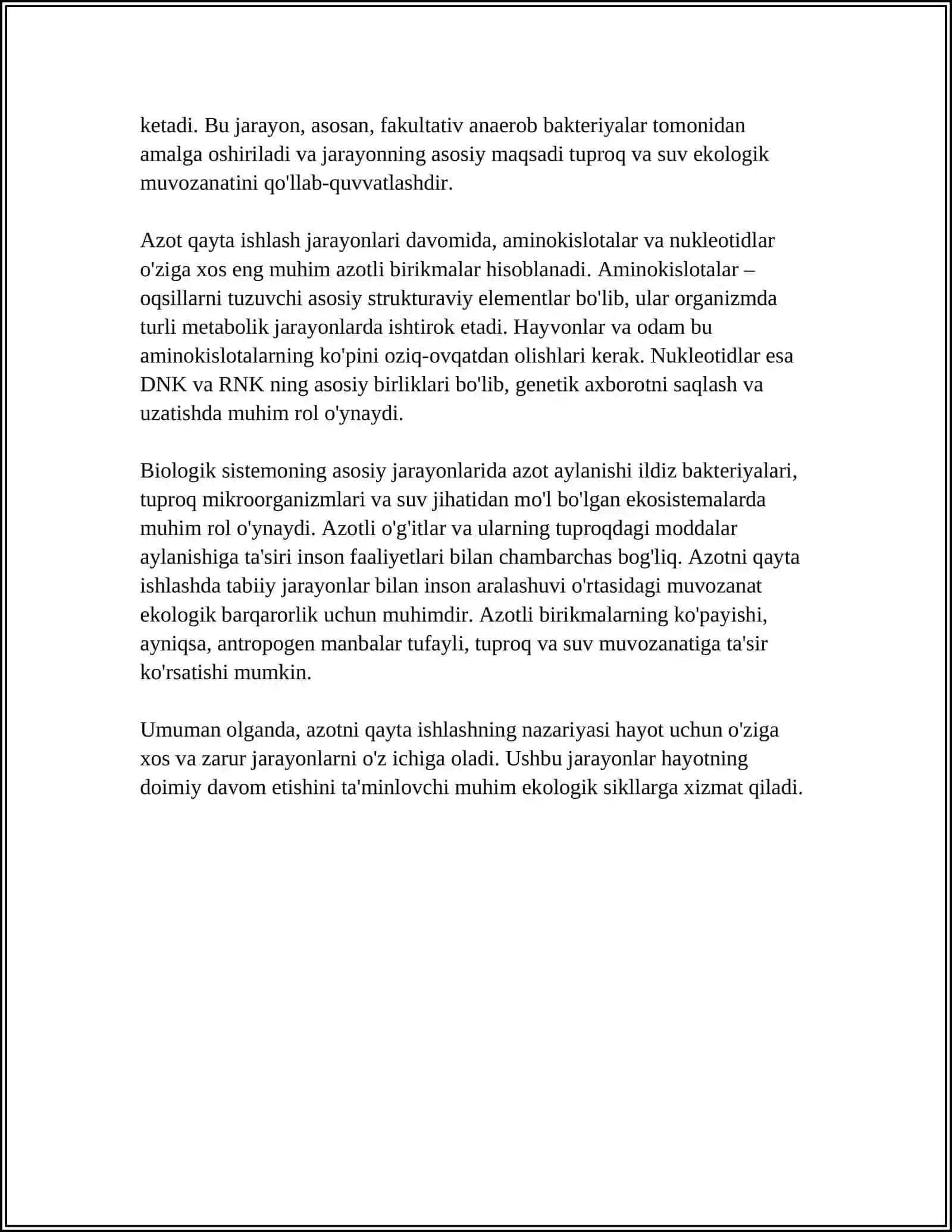 AZOTNI QAYTA ISHLASH: AMINOKISLOTALAR, NUKLEOTIDLAR 4