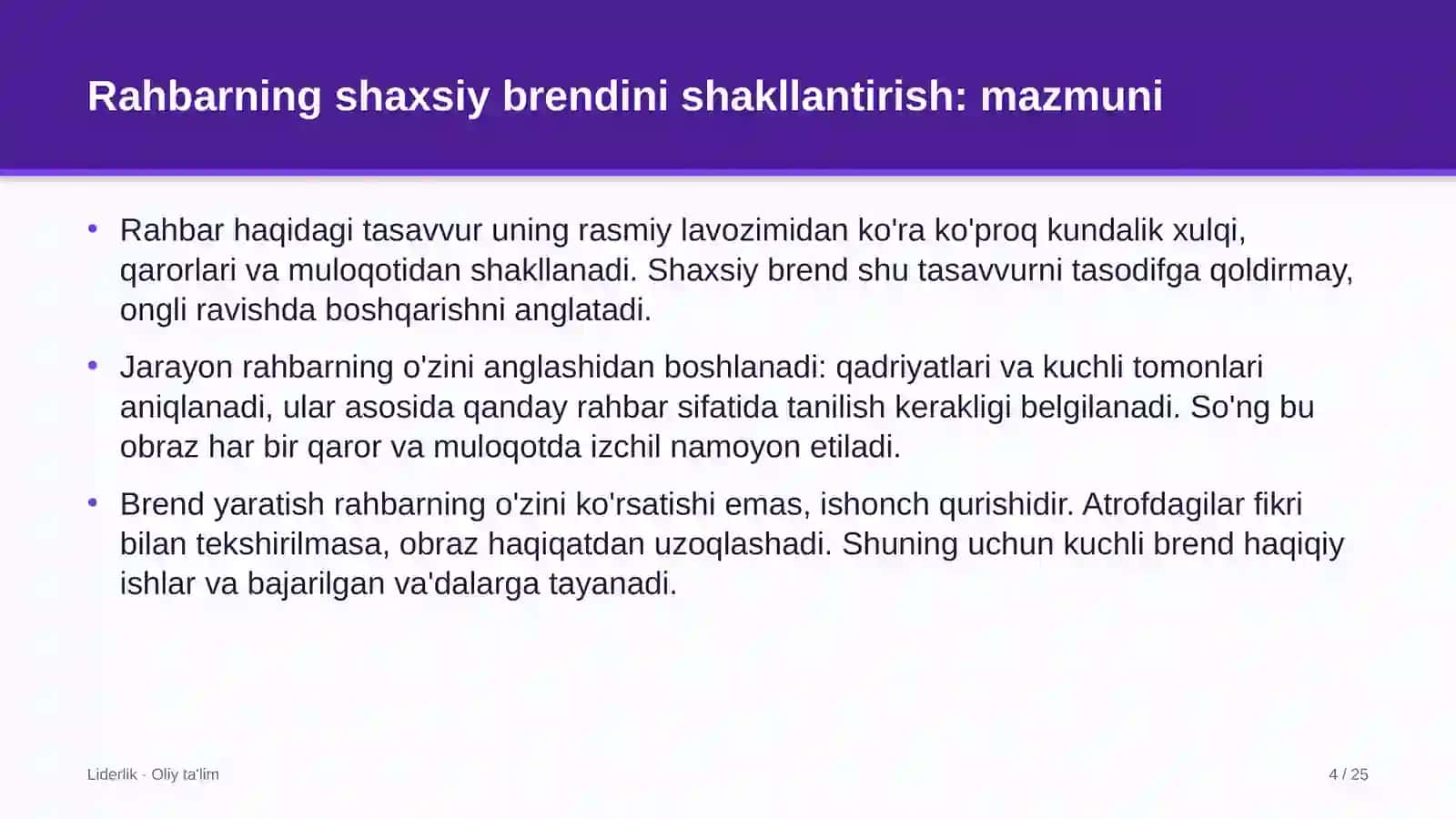 Kanselyariya do'konlarida rahbarning shaxsiy brendini shakllantirish 4