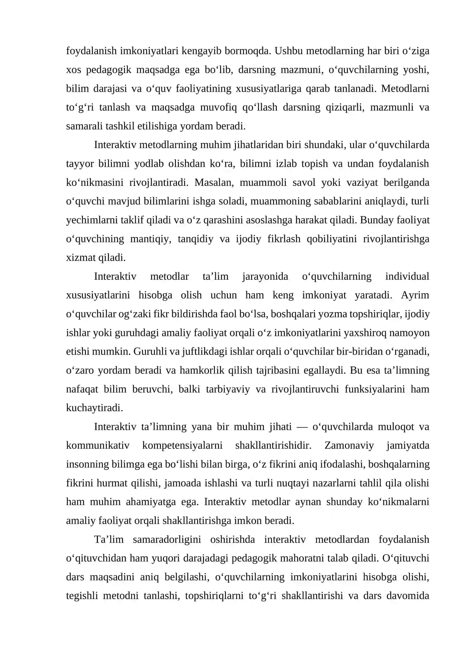 Interaktiv metodlar orqali o‘qitish samaradorligi 4