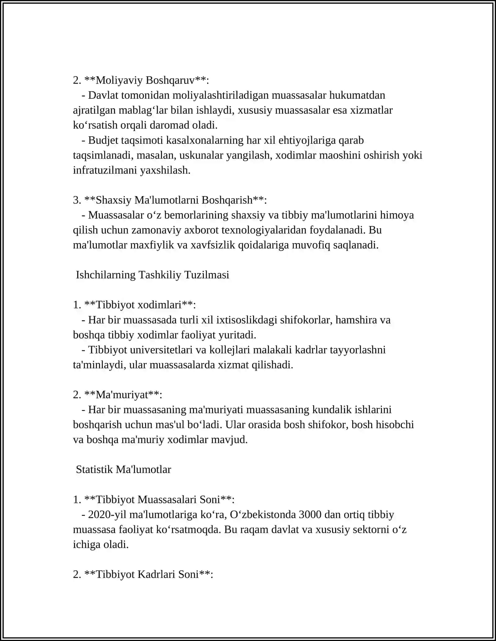 DAVOLASH MUASSASALARNING FAOLIYATI BILAN TANISHUV, ISHLASH PRINSIPLARI 4