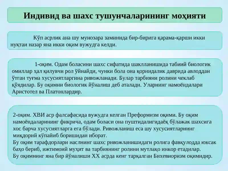 Индивид ва шахс тушунчаларининг моҳияти 4