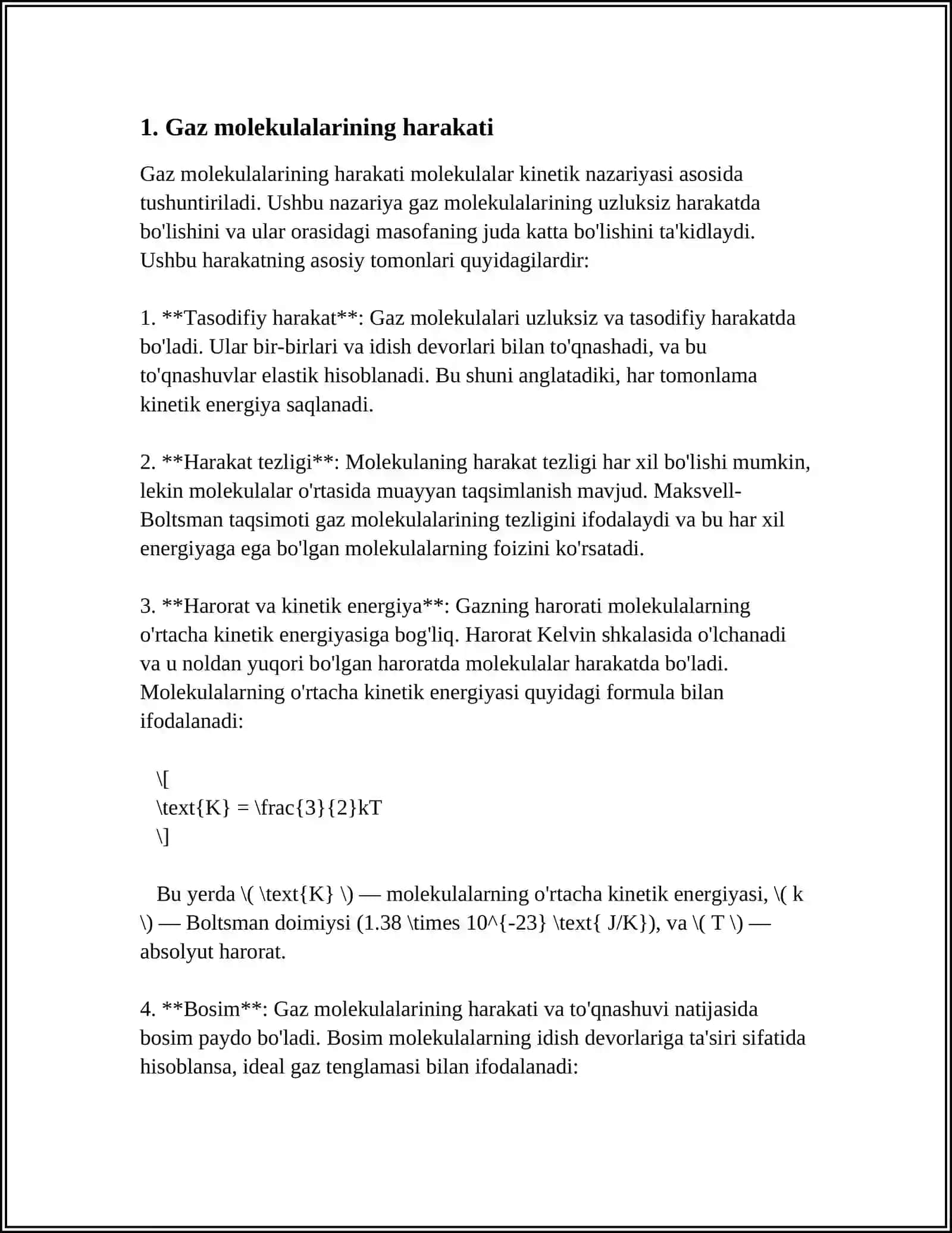 Gaz Molekulalarining Harakati 4