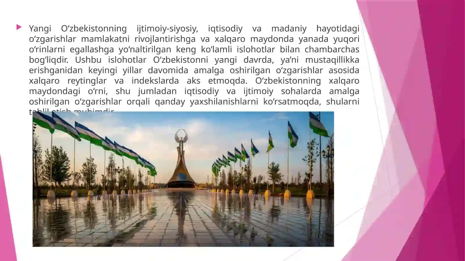 Yangi O‘zbekiston ijtimoiy-siyosiy, iqtisodiy va madaniy hayotida ro‘y berayotgan o‘zgarishlarning xalqaro reyting va indekslarda aks etishi 4