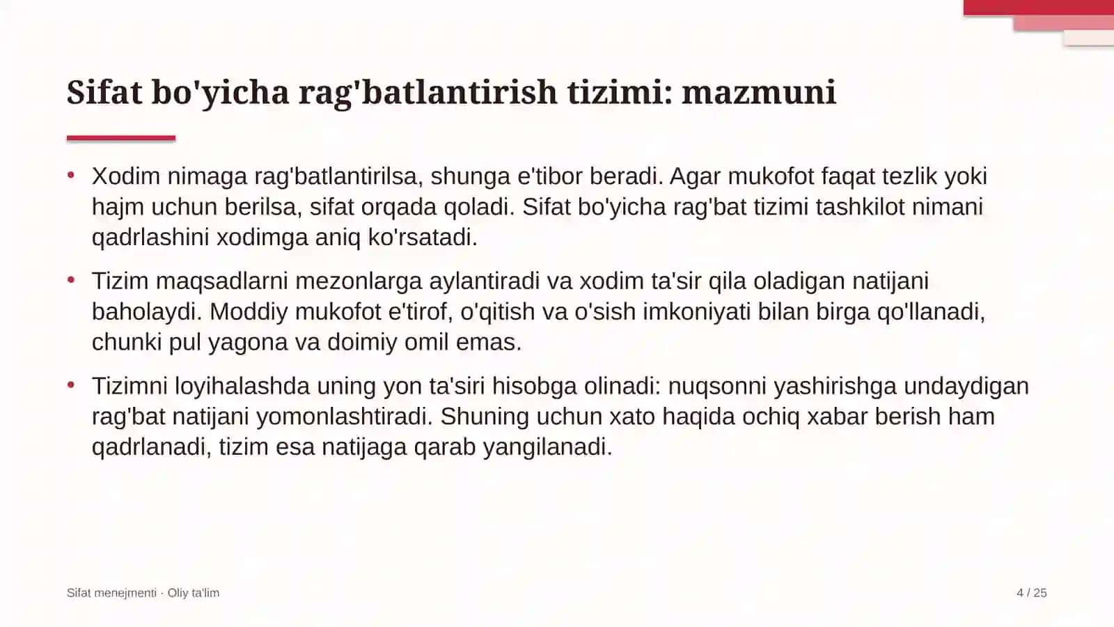 Sifat Menejmenti · OLIY TA'LIM 4