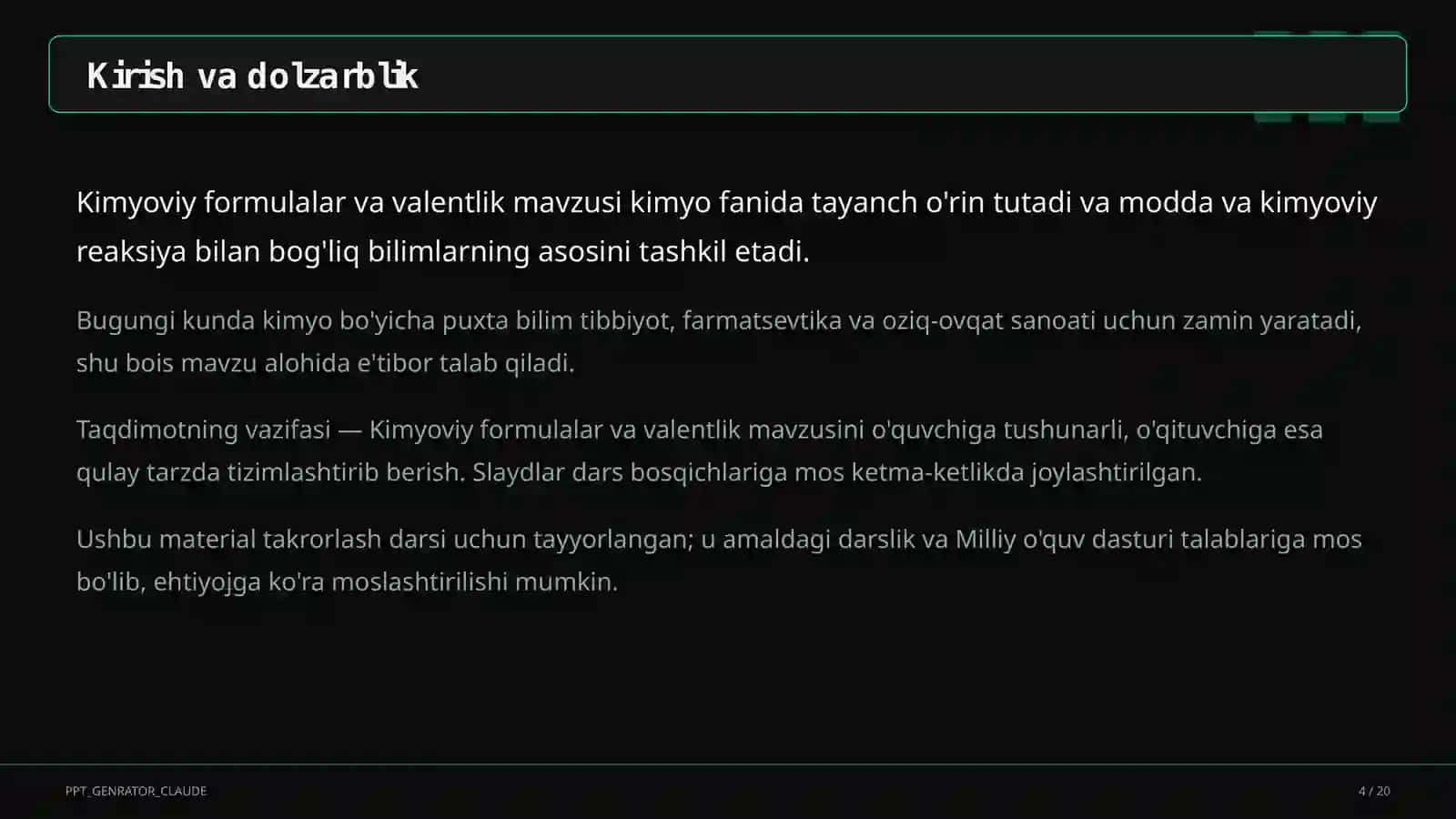 Kimyoviy formulalar va valentlik (7-sinf) 4