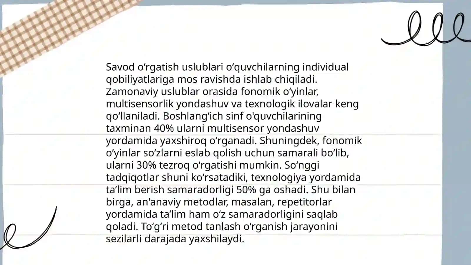 Savod oʻrgatish davri oʻqish va yozuv darslariga qoʻyiladigan talablar 4