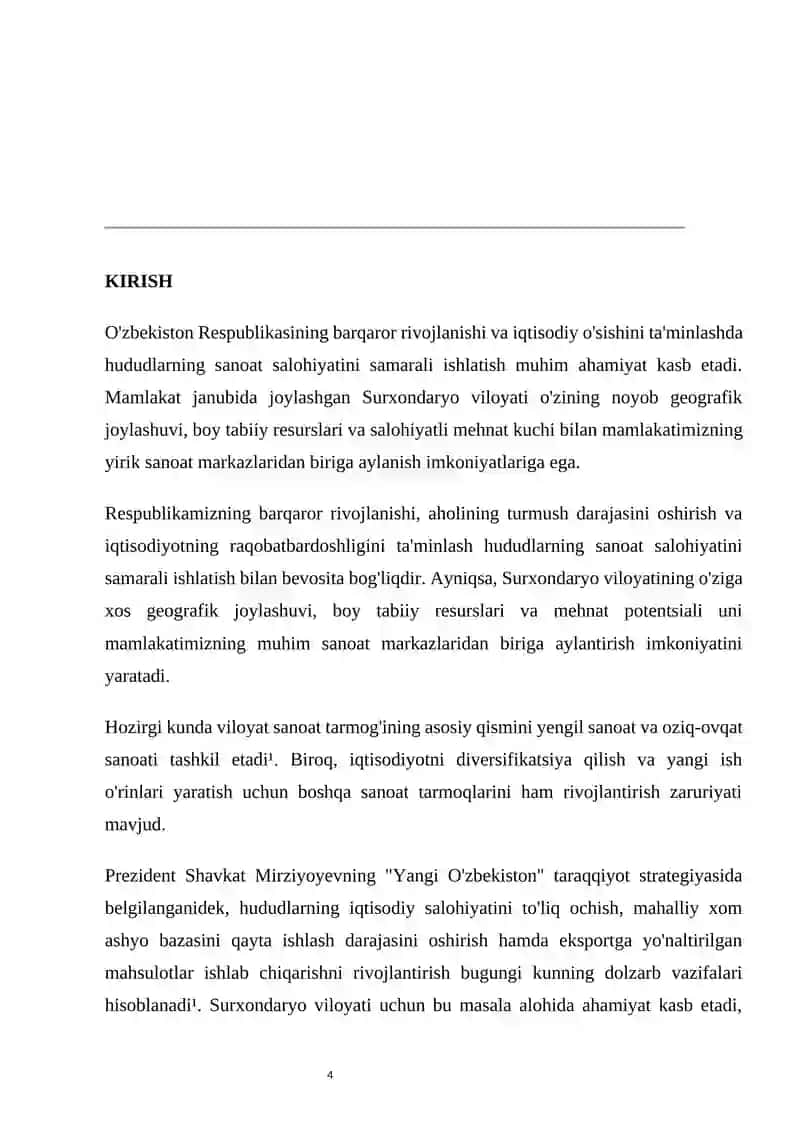 Hudud sanoat tarmog'ining iqtisodiy samaradorligini oshirish va diversifikatsiyasini ta'minlash yo'llari 4
