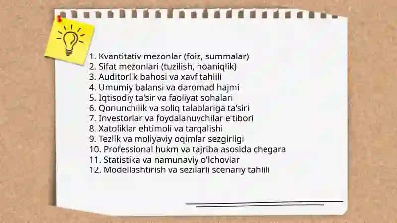 Auditorlik tekshiruvida muhimlik va risk mavzusida slay 4