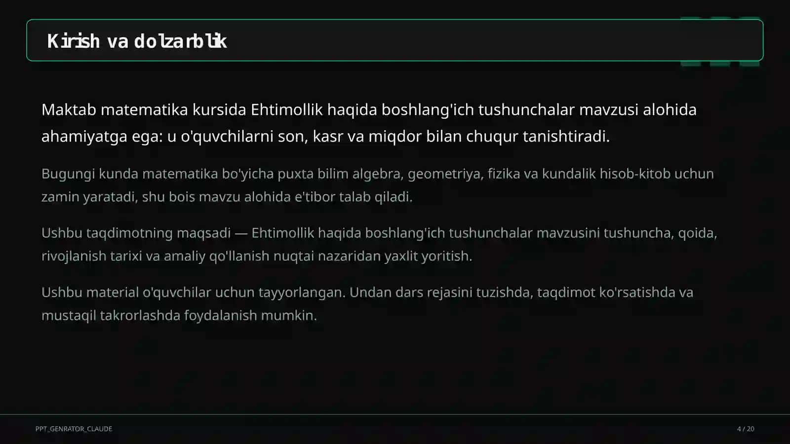 Ehtimollik haqida boshlang'ich tushunchalar (6-sinf) 4