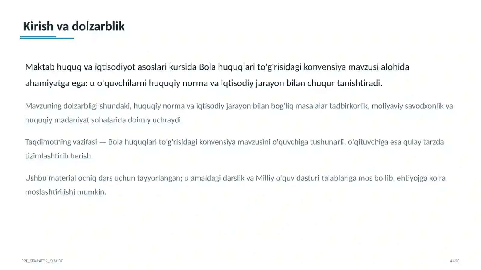Bola huquqlari to'g'risidagi konvensiya (9-sinf) 4