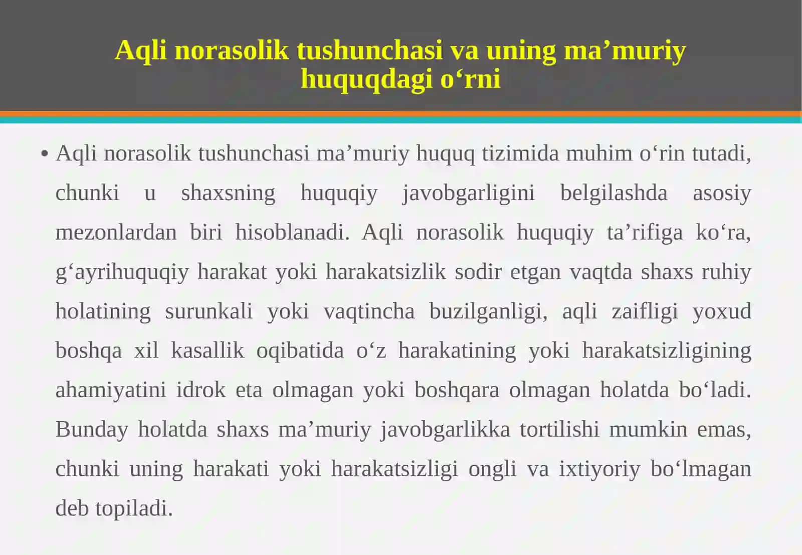 Mamuriy huquqbuzarliklarda aqli norasolik. 4