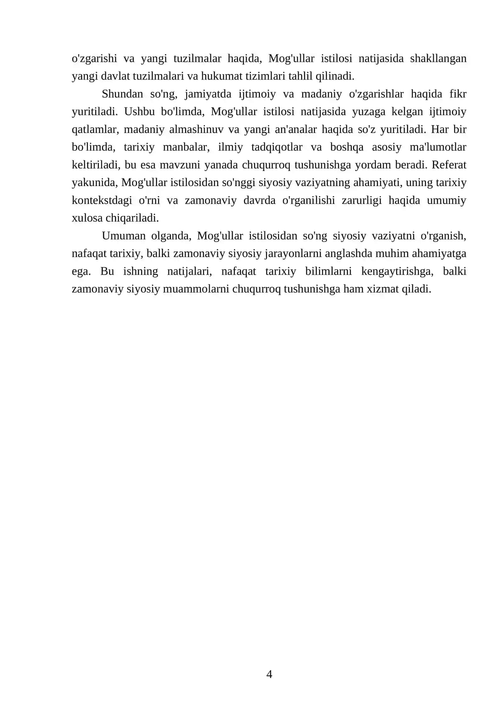 Mog'ullar Istilosidan So'ng Siyosiy Vaziyat Referati 4