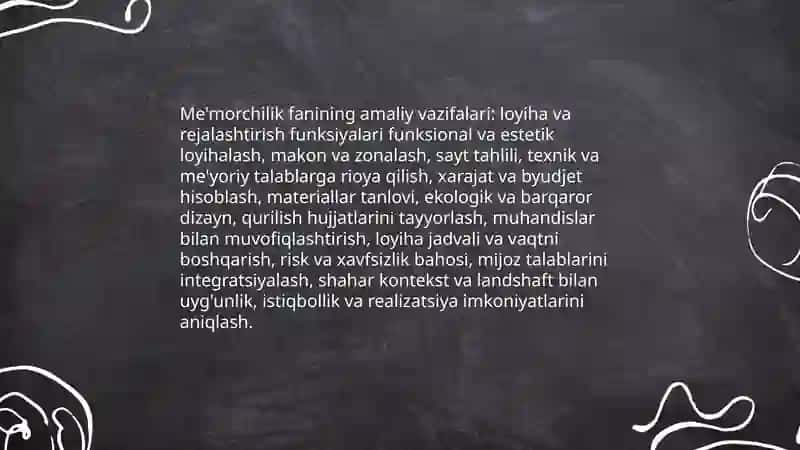 Me'morchilik fanning maqsadi va vazifalari 4