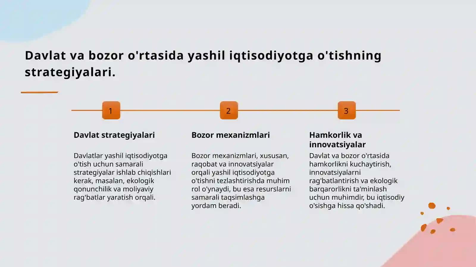 Yashil iqtisodiyotga o’tish davlat va bozor 4