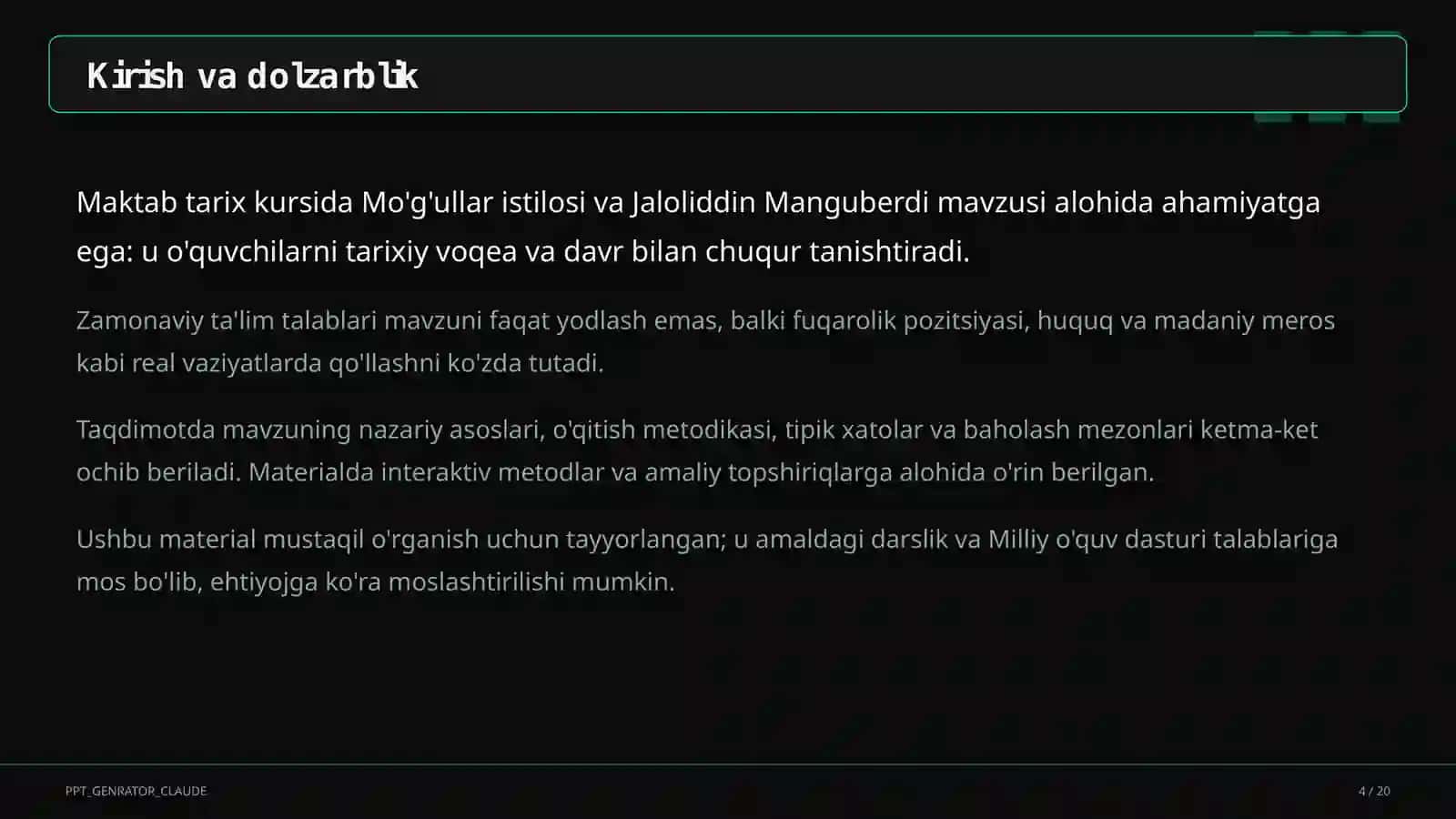 Mo'g'ullar istilosi va Jaloliddin Manguberdi (7-sinf) 4