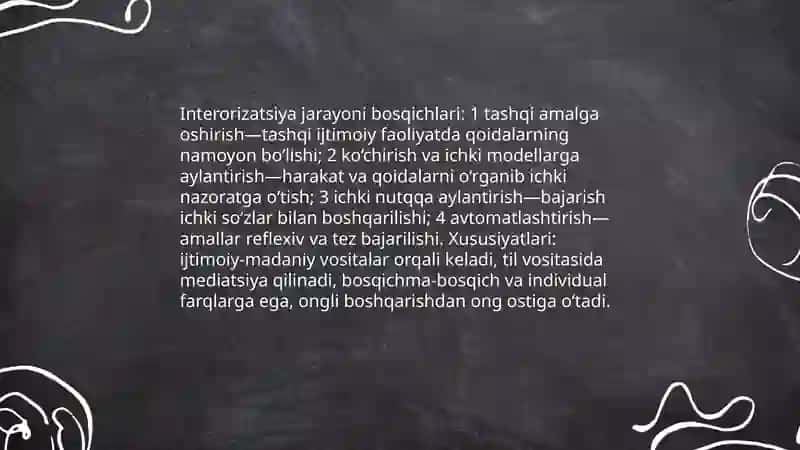 Faoliyatning interorizatsiyasi va ekstrorizatsiyasi. Faoliyat tarkibi 4