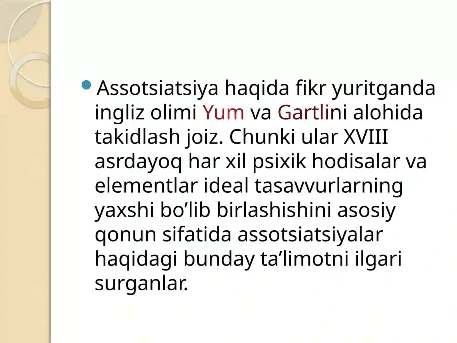Assotsiativ psixologiyani paydo bo'lishi va rivojlantirishi 4