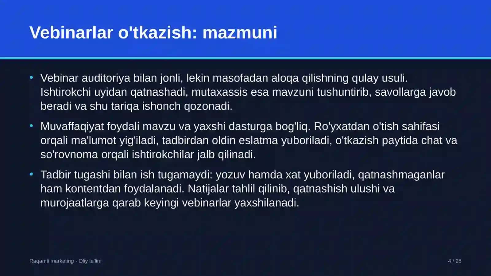 Korporativ axborot tizimlarida vebinarlar o'tkazish 4