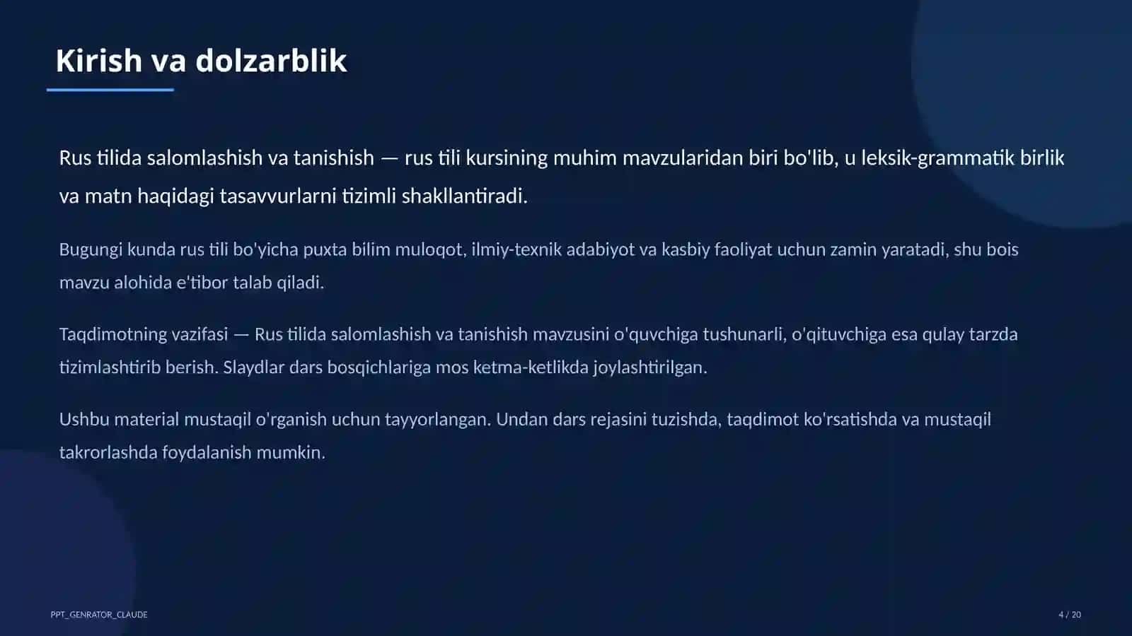 Rus tilida salomlashish va tanishish (2-sinf) 4
